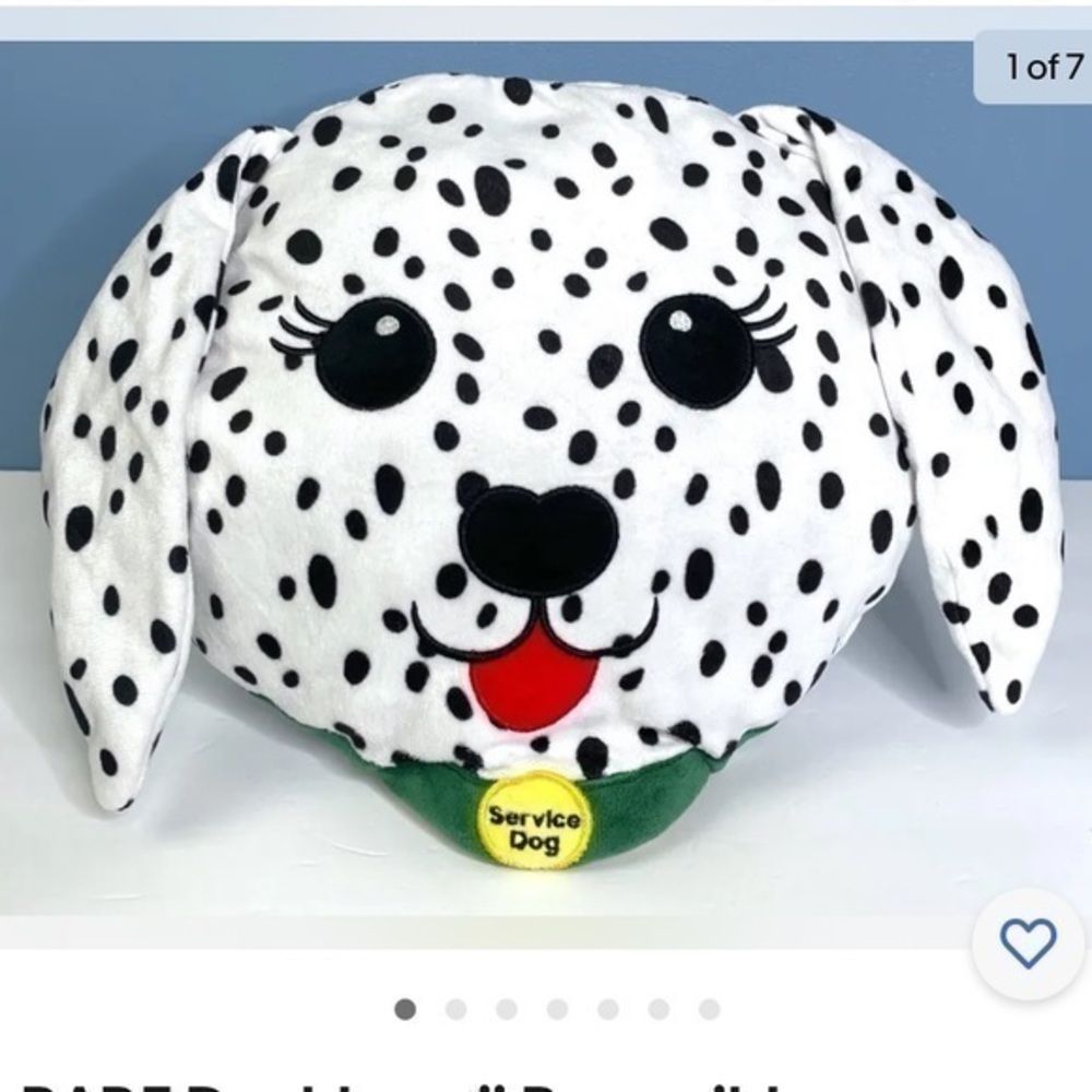 Doublemoji Service Dog Pillow Reversible Plush Dalmatian Toe Stuffed Animal